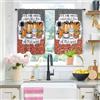 Highdi Retrò Tende Cucina con Sacchetto, 2 Pezzi Tendine Cucina Tendina Sottolavello con Semplice Motivi, Tende per Finestre Piccole per Soggiorno, Casa in Stile Rustico (Caffè,W80xL100cm)
