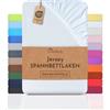 NatureMark Lenzuolo con angoli elasticizzati in jersey, in 100% cotone, in molti colori e misure, conforme all'Oeko-Tex Standard 100, 140 x 200 cm - 160 x 200 cm - bianco