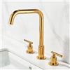 ZYCDP Rubinetto Lavabo 3 Fori Rubinetteria Bagno Oro, Rubinetto Bagno Lavabo 2 Manopole Girevole A 360° Miscelatore Lavabo Bagno Ottone