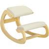 HOMCOM Sedia Inginocchiatoio con Movimento a Dondolo, in Tessuto Effetto Lino e Legno di Betulla, 55x85x55 cm, Crema