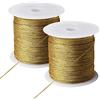 nuoshen 2 rotoli di cordoncino metallico, 100 metri di cordoncino Craft Cord per carta regalo, decorazione natalizia, artigianato (oro)