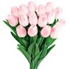 Wekuw 15 Pezzi Tulipani Finti Fiori Artificiali Realistici per Bouquet 33cm Tulipani Finti in Lattice,Tulipano per Fai da Te,Bouquet da Sposa,Hotel,Festa,Decorazioni per La Casa (Polvere Bianca)