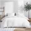 Dreamzie Set Copripiumino Matrimoniale Cotone Satino - Bianco - Copripiumino 200x200 e 2x Federe 80x80 cm - Certificato Oeko-Tex - 3 Pezzi