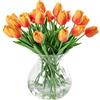 JUSTOYOU, Tulipani Artificiali, in Lattice a Effetto Realistico, per Bouquet da Sposa, Matrimonio, casa, Giardino, Decorazione, Orange -10