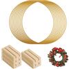 HexinYigjly 10 anelli in metallo da 20 cm per realizzare anelli acchiappasogni dorati,anelli decorativi in metallo,anelli decorativi per appendere, anelli per ghirlande per matrimoni,macramè,Con supporto in legno