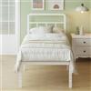 Lutown-Teen Letto 90x200 cm con Testiera Curva, Struttura Letto Alta 46 cm con Doghe in Metallo, Giroletto con Contenitore Sottostante, Montaggio Facile, Silenzioso, Bianco