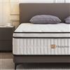 Hiepunos Materasso 90 x 200 cm, 26 cm, altezza materasso a molle insacchettate, grado di durezza H3,7 zone, ortopedico con strato di memory foam, scarico della schiena, certificato Öko-Tex