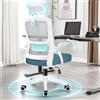 ALFORDSON Sedia da Ufficio, Poltrone con Poggiatesta, Sedia da Scrivania per Computer con Supporto Lombare, Sedia Girevole per Home Office, Blu e Grigio