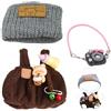 A.S.Marelis - Vestiti di peluche per 17cm bambola, Set completo da 3 pezzi, Include una tuta elegante, un cappello e una mini ciondolo, Adatto per bambole 15/17 cm per gli amanti delle bambole