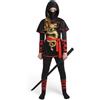 Spooktacular Creations Set di costumi da drago nero e rosso Ultimate Ninja Warrior per bambini, ragazze, costume di Halloween Dress Up