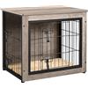 Soberine Gabbia per Cani, Mobile Tavolino, Cuccia Moderna da Interno, Gabbia per Cuccioli Multiuso Rimovibile, Kennel Casetta per Animali 69 x 51 x 61 cm Grigio