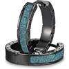 Friggem Orecchini Uomo Orecchini a Cerchio Vichinghi in Argento Sterling 925 con Turchesi, Neri Orecchino Nordici Rune per Uomo Donna