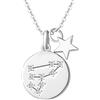 FANCIME Leone Segno Zodiacale 12 Costellazione Ciondolo Collana in Argento Sterling 925 Placcato Oro Bianco Gioielli per Donna Ragazze Bambini - Catena Lunghezza: 40 + 5 cm