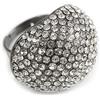 Avalaya Anello a forma di cupola con pavé di cristallo/metallo tono nero/27 mm di diametro -7/8 dimensioni/regolabile, Misura unica, Metallo, Cristallo