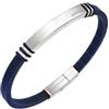 Breil, Collezione Light Cuff, Bracciale da Uomo in Acciaio Satinato e Silicone Nero, Chiusura a Pulsante, Regolabile, Lunghezza 22 cm, Dimensioni Regolabili fino a 17 cm