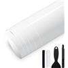 GRTHTATI 30cm x 150cm Pellicola Adhesiva per Auto Pellicola Wrapping Pellicola Protettiva per Auto, Moto, Bici (Bianco Lucido, 30cm x 150cm)