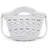CHIC DIARY Borsa da spiaggia in paglia da donna, piccola borsa a tracolla in cotone intrecciato, borsa a tracolla per l'estate, bianco, Taglia unica