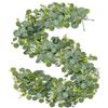 dabinzhijia 2 Pezzi Ghirlande Artificiali di Eucalipto, 1,8m Vite di Eucalipto Artificiali Piante, Eukalyptus Girlande con Foglie Verdi e Fiori Bianchi, per Sfondo Decorazione Matrimonio Centrotavola (Verde)