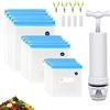 MXJFYY Sacchetti Sottovuoto Sacchetti Sottovuoto Riutilizzabili per la Conservazione Degli Alimenti, 15 Sacchetti per Risparmiare Cibo Con 1 Pompa a Mano, 4 Clip Sigillanti e 4 Clip Sottovuoto