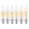 WULUN confezione da 6 4 W LED fiamma filamento candela lampadina, attacco Edison E14, lampadina a candela, a forma di fiamma, Bianco caldo 2700 K 400LM, equivalente a 40 W ad incandescenza