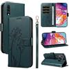 Bravoday Cover per Samsung Galaxy A70, Custodia in PU Pelle Portafoglio Flip Schede con Slot per Carte, Magnetica Antiurto Cover per Galaxy A70, Verde Scuro
