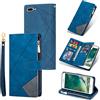 UEEBAI Custodia per iPhone 7 Plus/iPhone 8 Plus, Portafoglio in Pelle PU Retro Antiurto Flip Cover Antiurto con Slot per Schede Funzione Stand Chiusura Magnetica - Diamante Blu