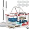 RinseWise Secchio per mocio separato per acqua sporca, sistema a secchio, mocio a 4 camere e secchio con set strizzatore, set di accessori per la pulizia con 3 testine di ricambio in microfibra,