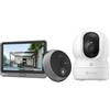 EZVIZ CP4 Spioncino digitale da porta con schermo tattile a colori da 4,3 pollici e CP1 4 MP telecamera di sorveglianza WiFi interna, confezione da 2 prodotti