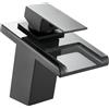 ZYNUHMO Rubinetto da bagno, rubinetto a cascata in vetro,rubinetto lavabo con una sola mano,nero