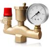GBKDQQ Gruppo di Sicurezza della Caldaia: 1 Pezzo Valvola di Sicurezza in Ottone Antirumore, Scarico di Pressione e Manometro per Impianto di Riscaldamento (DN25/3 bar)