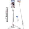 SelfieShow 106cm Bastone Selfie, Selfie Stick Estensibile in Alluminio con Telecomando Bastone Selfie Treppiede Rinforzato e Stabile Rotazione a 360° Compatibile con Android e iPhone Telefono (Bianco)