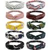 DRESHOW 10 Pezzi Fascia per Capelli Annata Fiore Stampato Criss Cross Annodato Fascia Elastica Turbante Fasce Yoga Testa Contorta Carino Accessori Capelli per Donna e Ragazza