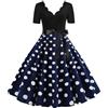 EFOFEI Sottoveste da Donna Maniche Corte Abito da Ballo Stampa Natalizia Vestito da Festa Tinta Unita Vestito Rockabilly Blu XXL