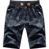 LY4U Uomo Summer Casual Shorts, Gym Sports Shorts Uomo, Pantaloncini Camo in Vita Elastica con Coulisse e Tasche con Cerniera, Nero L
