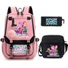 YiLianDa Zaino KPop Demon Hunters Elementari Bambino - Set 3 Pezzi con Zaino, Astuccio e Borse Tracolla - Impermeabile con Porta USB, per Scuola Elementare, Tempo Libero e Cosplay