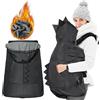 Orzbow Cover Marsupio Neonato, Impermeabile Cover Babywearing Invernale, Coperta Marsupio Neonato Universale, Parte Superiore Staccabile, Cerniera Inferiore e Tasca, Dinosauri Nero