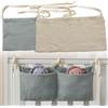 Lonimia Organizer per lettino, da appendere, per lettino, organizer regolabile, per cameretta dei bambini, da appendere (grigio + bianco latteo)