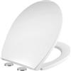 Mass Dynamic Sedile WC Soft Close - Sedile WC in plastica bianca con sgancio rapido, cerniere regolabili Top Fix, sedile WC ovale standard