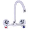 vinnyooc 360° Rotazione Rubinetto Da Cucina Montaggio A Muro, Freddo Caldo Miscelatore Miscelatore Cucina Rubinetto Doppia Maniglia per Bagno Doccia Lavabo