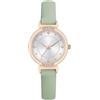 NUOVO Orologi da donna in pelle verde menta orologio da donna abito carino orologio da donna cassa oro rosa elegante semplice orologio cristallo orologio diamante analogico al quarzo per le donne,