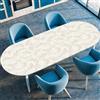 Surwin Tovaglia Ovale con Bordo Elastico, Antiscivolo Elastico Copritavolo Ovale Antimacchia Protezione Tavolo Casa Ristorante Sala da Pranzo Giardino -Stampa Pianta (Beige,107x183cm)