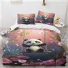 NUEYSP Set Copripiumino una Piazza e Mezza Panda Bambina Bambini Copripiumino 200x200 con Cerniera Caldo Morbido Anallergica Microfibra Copripiumini e 2 Federe 50x80 cm