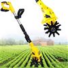 Generic Motozappa elettrica - Coltivatore per terreno da giardino - Larghezza di lavoro 10 cm, profondità di lavorazione 17 cm, 10 lame in acciaio, pulsante del freno, telaio pieghevole