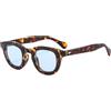 LJCZKA Occhiali da Sole Rotondi Vintage per Donna Uomo Ovali Piccoli Cerchi Moda Anni '90 Unisex Occhiali con Protezione UV400 (Leopardo Blu)