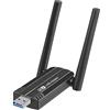 eppfun Chiavetta WiFi 6 per PC Fisso, AC2402Mbps 5GHz/6GHz Dual Band Antenna WiFi USB, MU-MIMO, Beamforming, WPA3, per Windows11/10