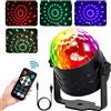 Miilovdora Luci Discoteca LED - 360° Ruotabile Palla da Discoteca Luci da Festa a Ritmo di Musica Luce Discoteca Stroboscopica 7 Colori RGB con Telecomando e Cavo USB per Casa, KTV, Bar, Feste, DJ, Car, Natale