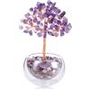 JOVIVI Bonsai Albero Artificiale in Pietre e Cristalli per Decorazione Interni 7 Chakra Albero della Vita Soprammobile in Pietra Naturale con Vaso in Vetro Trasparente Ornamento Portafortuna Ametista
