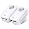 TP-Link TL-PA8030P KIT AV1300 Powerline Starter Kit, con presa pass-through, velocità fino a 1300 Mbps, 2x2 MIMO, HomePlug AV2, Green Powerline, Plug and Play, CPU Qualcomm, bianco, 3 porte Gigabit