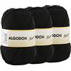 Etrexonline Gomitolo Filato 220 Metri di 100% Cotone Perfetto per Maglia e Uncinetto - Colore Nero 100 gr x 3 Pezzi