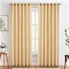 TOPICK Set di 2 tende a righe, 225 x 140 cm, colore giallo, per soggiorno, camera da letto, cucina, lino, a righe, con coulisse, stile rustico, moderne tende semitrasparenti